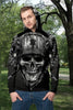3D Black&White Skull and Sword Unisex Zip up Hoodie 003