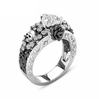 Crystal Gothic Punk Flower Heart Skull Rings