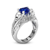 Skull Heart Shape Stone Silver Promise Ring