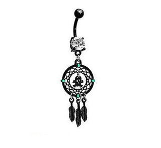 Dreamer Black Skull Navel Piercing Ring