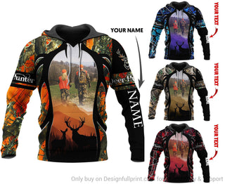 Gift For Hunting Lover Gift For Dad Multicolo Deer Hunting Dad To Daughter Personalized Unisex Hoodie LH