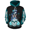 Skull Gift Purple And Teal Wearing Suicide Awareness Prevention Sugar Skull Girl Zip up Long Sleeve Tshirt Hoodie