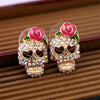 Roses Skull Crystal Stud Earrings - designfullprint