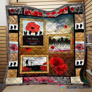 Gift For Veteran Lover Lest We Forget Soldier Australia and New Zealand Veteran Quilt Blanket HG