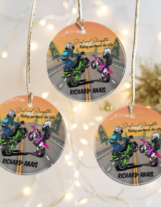 Gift For Dad Motocross Dad And Daughter Ornament LH