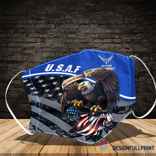 Gift For Veteran Lover Gift For Army US Air Force Veteran USAF Veteran Mask Cloth Mask Face Mask LH Blue