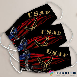 Gift For Veteran Lover Gift For Army US Air Force Veteran USAF Veteran Mask Cloth Mask Face Mask LH Red