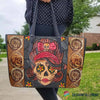 Skull Gift Women Skull Face Leather Tote Bag HG