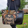 Skull Gift Tote Bag Skull And Feather Skull En Cuir HG