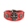 Red Genuine Leather Pirate Skull Bracelet