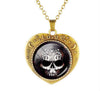 Glass Domed Heart Shape Love Skull Necklaces
