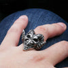 Skull Horn Punk Biker Ring