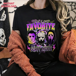 Horror Scary Characters What's Your Favourite Scary Movies Tshirt Scary Movie, Scream , Scray Movie Halloween 2023 Shirt, tshirt for Women Shirt,Halloween Gift HG