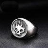 Stainless Steel Flame Skull Biker Ring