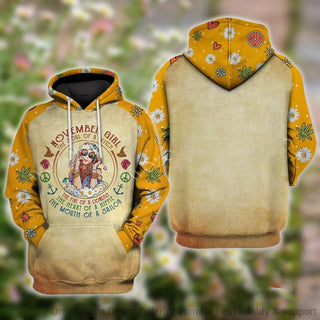 Gift For Hippie Hippie November Girl The Soul Of A Witch Unisex Hoodie CH