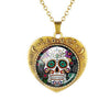 Glass Domed Heart Shape Love Skull Necklaces