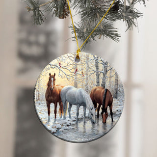 Gift For Horse Lover Love Horse Round Ceramic Ornament LH