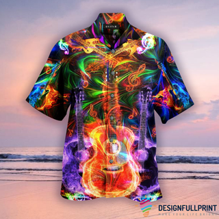 Colorful Guitar Pattern Music Love Ver 2 Hawaii Shirt CM