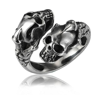 Punk Double Skull Biker Ring