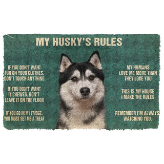 My Husky Rules Welcome Doormat NHD