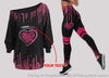 Pink Breast Cancer Awareness Off Shoulder Long Sleeves Top and Leggings Set LN
