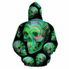 Green 3D Skull Illustration Unisex Hoodie, Long-sleeve, Tee, Zip up 028