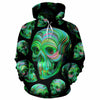 Green 3D Skull Illustration Unisex Hoodie, Long-sleeve, Tee, Zip up 028