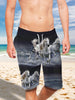 3D White Horses Running Along The Sea Ultra-light Drawstring Shorts for Men 003 - designfullprint