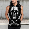 3D Skull Evil Sleeveless Zip Hoodie 003 - designfullprint