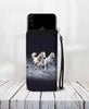 Cell Phone Wallet Case for Universal Models - 3D White Horses Running In The Sea Printed Phone Wallet Case 003