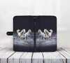 Cell Phone Wallet Case for Universal Models - 3D White Horses Running In The Sea Printed Phone Wallet Case 003