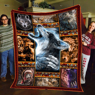 Gift For Wolf Lover Native Wolf Fleece Blankets, Native American Blanket Wolf Blanket Wolves Blanket HG american wolf wolves in native american culture