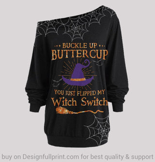 Halloween You Just Flipped My Witch Switch Off Shoulder Long Sleeves Top