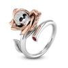 Two Tone Flower Skull Ring