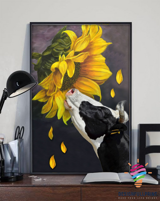 Daisy The Cow Sunflower Farmer Canvas Art and Poster CM Gifts For Dog Lovers Gift For Farmer