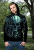 3D Green Skull Angel Wings Unisex Zip up Hoodie 005