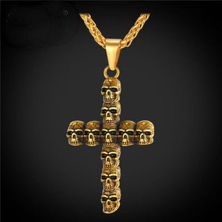 Trendy Skull Cross Crucifix Stainless Steel Necklace