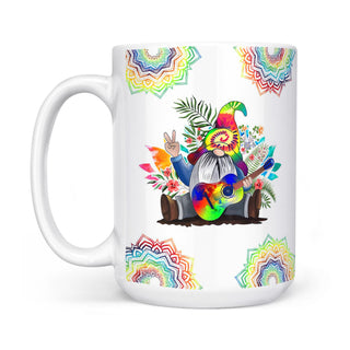 Tie Dye Gnome Hippie Soul Coffee Mug, 15oz Ceramic Coffee Cup Motivational Gifts Mug, Full Color Novelty Ceramic Coffee Mug