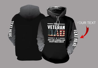 Gift For Veteran Lover Gift For Dad Veteran Dad Grey Sleeves Personalized US Unisex Size Hoodie