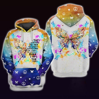 Gift For Butterfly Lover Gift For Hippie Hippie They Whispered To Her You Cannot Withstand The Storm Butterfly Unisex Hoodie CH