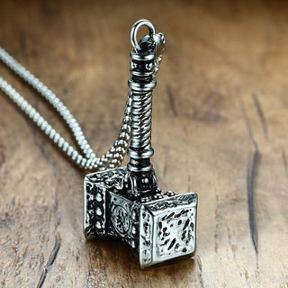 Solid Stainless Steel Mjölnir Viking Thors Hammer Pendant Necklace