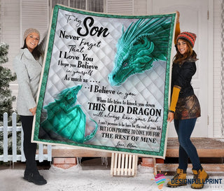 Gift For Dragon Lover Dragon To my Son Never Forget That I Love You Sherpa and Quilt Blanket LN