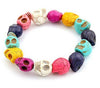 Natural Stone Colorful Beaded Skull Bracelet