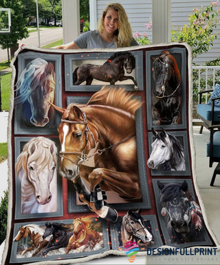 Gift For Horse Lover Horse Run Horse Spirit and Brave Sherpa Blanket LN Horse Blanket