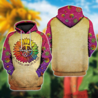 Gift For Hippie Hippie Imagine All The People Living Life In Peace Unisex Hoodie CH