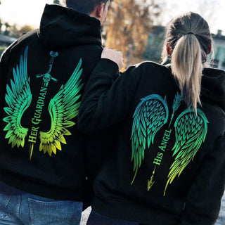 Sweet Gift Idea His Angel Her Guardian Couple Hoodie Personalized Unisex Hoodie HG