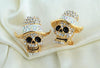 Punk Skull Hat Clip On Earrings