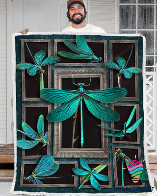 Gift For Dragonfly Lover Teal Dragonfly Mysteristic Dragonfly Blanket and Quilt Blanket LN