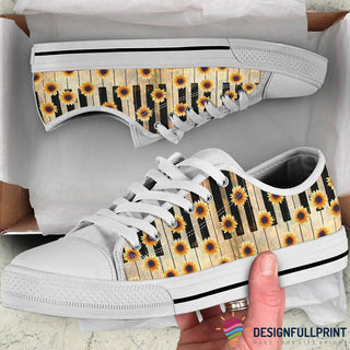 Piano Keyboard Sunflower LowTop Canvas Shoes NHD