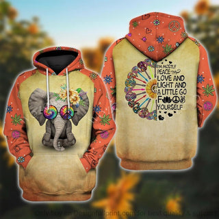 Gift For Elephant Lover Gift For Hippie Hippie Im Mostly Peace Love And Light Elephant Yoga Unisex Hoodie CH